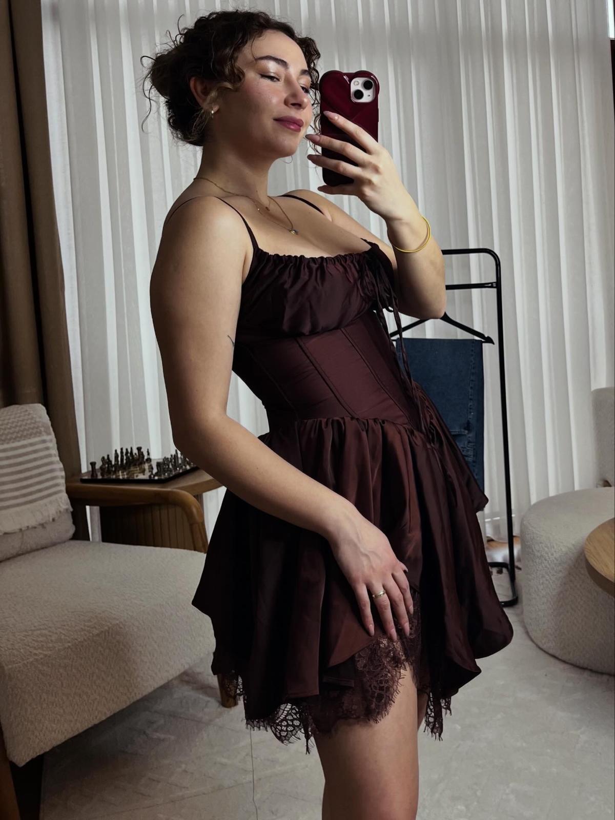 Saten Korseli Elbise